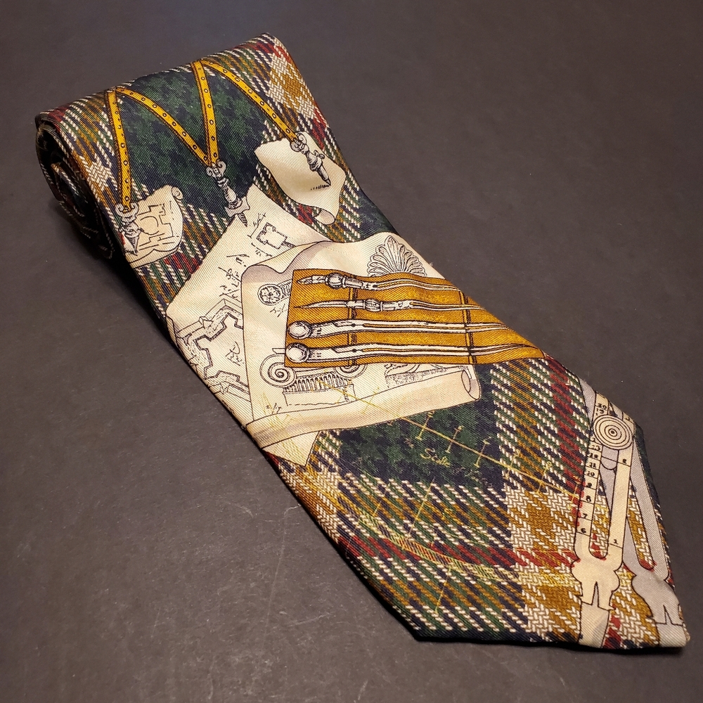 Structure Green Architect Drafting Silk Tie